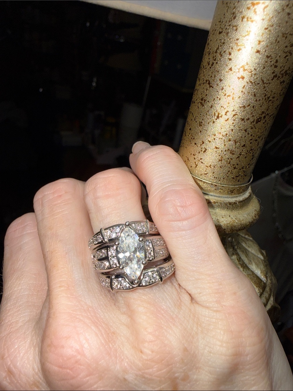 GRA CERTIFIED MOISSANITE DIAMOND Marquise 4CT Bridal Ring baked in Silver - Picture 3 of 16